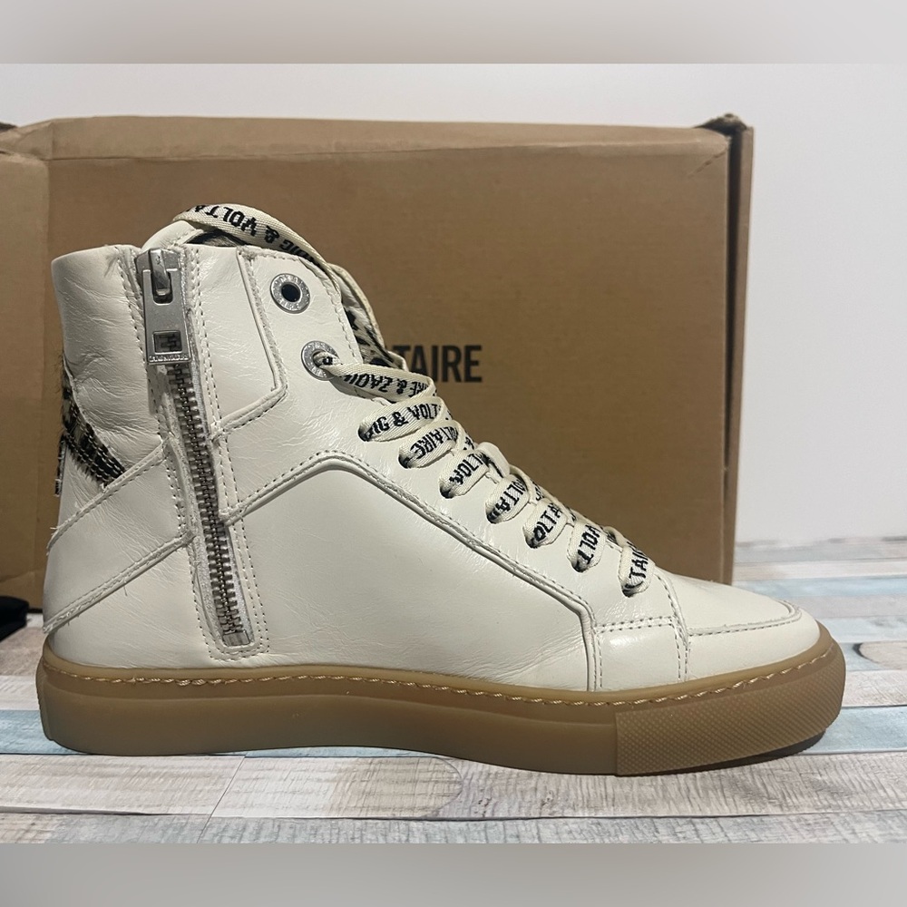 NEW Zadig & Voltaire High Flash Zebra Print Sneakers - Picture 7 of 11